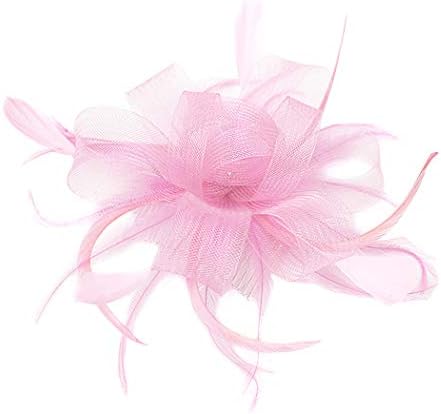 FORLADY Women Semicircular Flower Mesh Ribbons Feathers Headband Cocktail Tea Party Hat