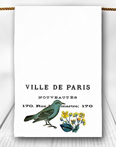 Ville de Paris French Inspired Blue Bird Tea Towel