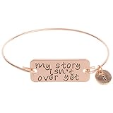 UNKE Valentine's Day Gift Couples Inspirational Letter Cuff Bangle Jewelry my story isn't over yet Bracelet Bangle for Womens