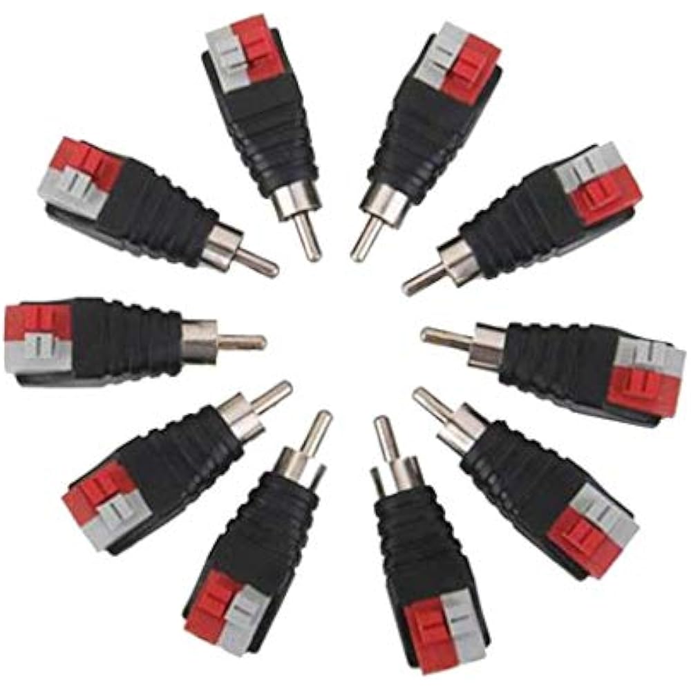 Speaker Wire Cable To Audio Male RCA Connector Adapter Jack Plug 10pcs