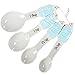 Mason Jar Ceramic Measuring Spoons - Rustic Farmhouse Kitchen Measuring Spoon Set Includes Tablespoon, Teaspoon, More - Beautiful Ceramic Nest Together (Blue)