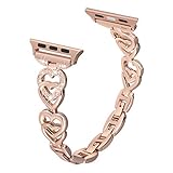 Iwatch Bands 42mm for Women - Rose Gold Iwatch Bracelet Bling Bands, Glitter Fashion Wristband, Stainless Steel Metal Strap Compatible Apple Watch Band 42mm Rose Gold for Dressy Women Series 3/2/1