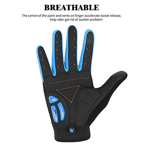 WESTGIRL Full Finger Cycling Gloves for Men Women, Touch Screen Silicone Gel Pad Shock-Absorbing Anti-Slip Breathable Sports Gloves for Running, Climbing, Hiking, Training