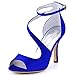 ELEGANTPARK HP1565 Royal Blue Sandals for Women Peep Toe Wedding Sandals Ankle Strap High Heel Sandals Satin Prom Evening Party Dress Shoes US 8