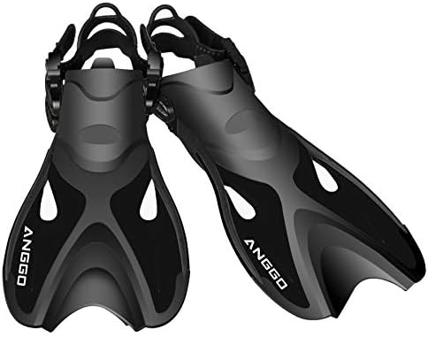 ANGGO Adult Short Swim Fins with Adjustable Strap for Snorkeling and Diving