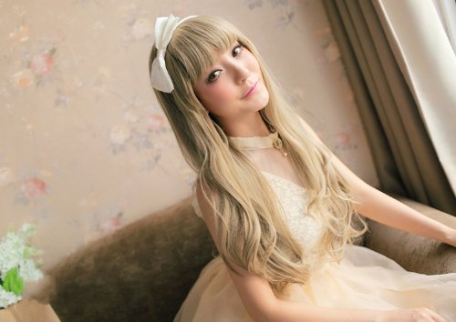 TEEMI- Long Bouncy Soft Matte As Real Hair Platinum Light Blonde Costume Wigs for Women Girls