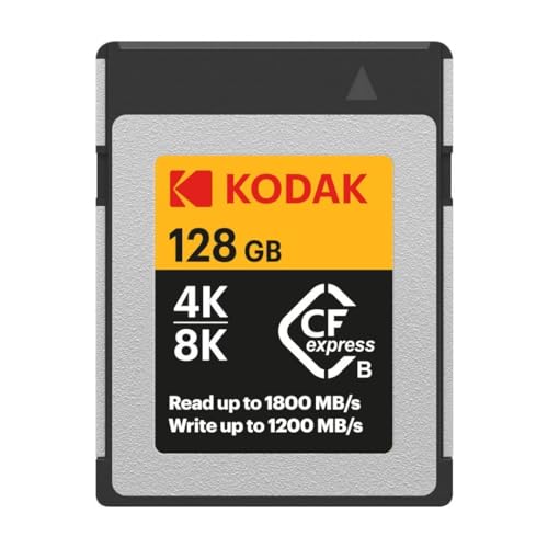 Kodak Scheda di memoria CFexpress tipo B da 128 GB con lettura 1800 MBps e scrittura 1200 MBps (EKMCFX128GK)