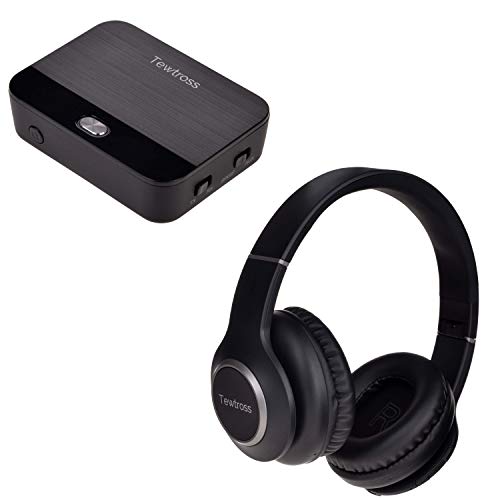 Tewtross Bluetooth Transmitter and Receiver Digital Optical SPDIF TOSLINK and 3.5mm Aux RCA Wireless Audio Adapter for TV/Home Stereo System (Black) (No Delay TV Combo)