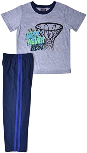[34516-GRY-2T] Toddler Boys 2-Piece Pajama Sets: Graphic Tops, Long Pants, 2T-4T