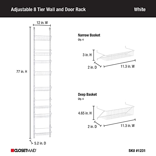 ClosetMaid Adjustable Organizer Rack with Baskets Wall or Over Door