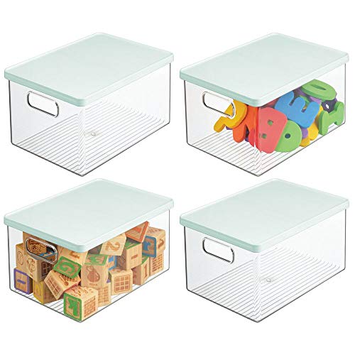 mDesign Plastic Stackable Storage Toy Box with Lid Organizer