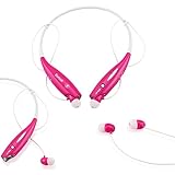 GEARONIC TM Wireless Sport Stereo Headset Bluetooth Earphone headphone for Android or iPhone Hot Pink