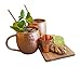 Hammered Moscow Mule Premium Barware Gift Set - Two 16 ounce Pure Copper Mugs, Straws & Shot Glass Included - Luxury In-Home Bar Accessories w/Recipe eBook Bonus