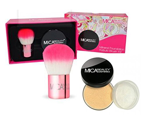Mica Beauty Kit, Powder Foundation Mf- 7 Lady Godiva + Kabuki Brush