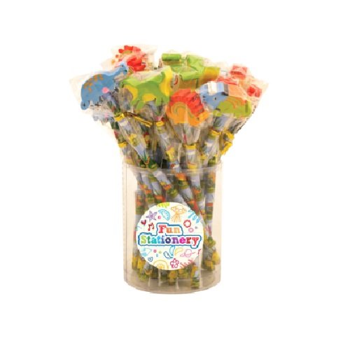 Henbrandt 24 x Dinosaur Pencils With Novelty Erasers Toppers - Wholesale Bulk Buy