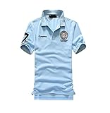 DOUBLEC Mens Casual Short Sleeve Slim Fit Solid Polo Shirt