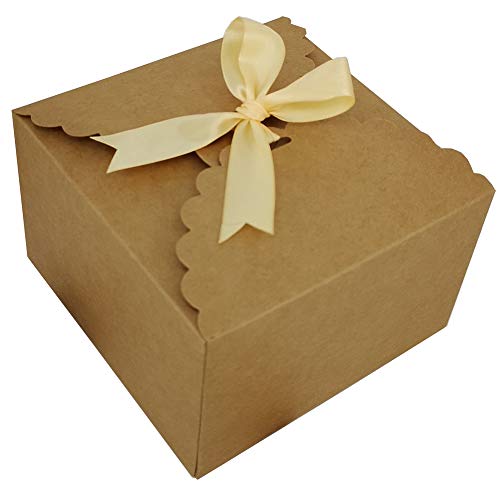 Chilly Gift Boxes, Set of 12 Decorative Treats Boxes, Cake, Cookies, Goodies, Handmade Baby Bath Bombs Shower, Small Gift Boxes for Christmas, Birthdays, Party, Weddings (Brown)