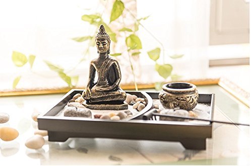 Tabletop Incense Burner Gifts & Decor Zen Garden Kit with Statue Candle Holder ~ USA SELLER!! (Buddha big)