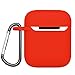 Earphone Accessories Airpods Case with Keychain Soft Protective Silicone Cover Skin for Apple Airpods 1&2 (RED-A)