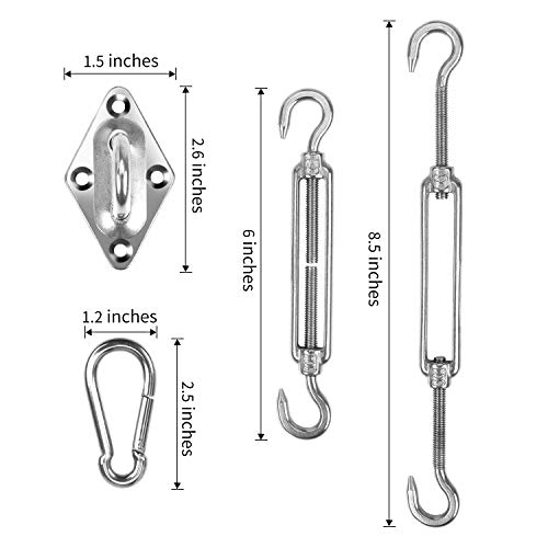HooSeen Sun Shade Sail Hardware Kit 6 Inch for Trigangle Sun Shade Sail Installation 18/8 Stainless Steel Anti Rust Sun Shade Sail Fixing Hardware Accessories Kit
