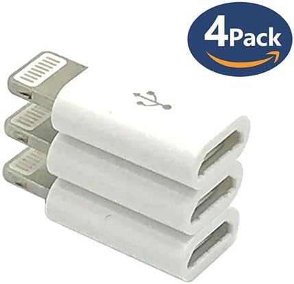 4-Pack Micro USB Adapter, Micro USB To 8 Pin Lightning Charger Converters For Apple IPhone X 5 5S Se 5C 6 6S 7 8 Plus IPad IPod, Compatible With Apple IOS Devices (White)