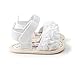 Kuner Baby Girls Cotton Bowknot Flowers Non-slip Outdoor Toddler Summer Sandals First Walkers Shoes (13cm(12-18months), White Flowers)