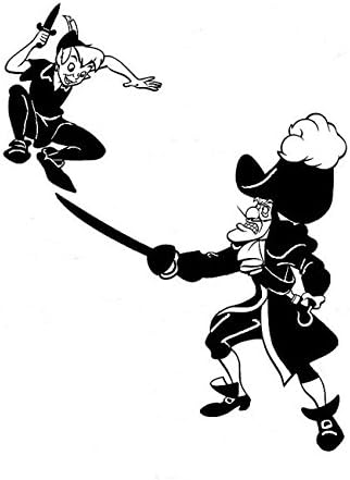aluckyhorseshoe Peter Pan and Captain Hook Decal Never Land Decal Peter Pan Decor Children Decor Nursery Decor Boys Room Girls Room (20 X 27 inches)