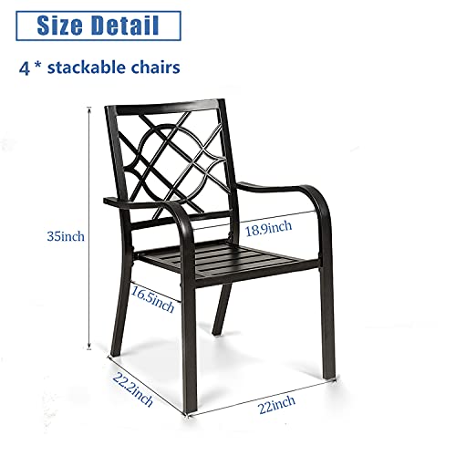 Crownland Patio Wrought Iron Dining Chairs Set of 2, Outdoor Bistro