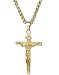 FIBO STEEL Stainless Steel Mens Womens Cross Necklace Crucifix Pendant, 24 inches (Gold-Tone 24inches)