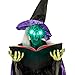 Halloween Haunters 6 Foot Animated Standing Wicked Witch with Spell Casting Book Prop Decoration - Black and Purple Hat, Speaks, Cackles, Flashing Green LED Eyes, Witches Brew