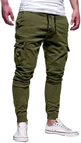 Creazrise Men's Athletics Pocket Chino Cargo Pant Elastic Waist Trousers Jogger Pants (Khaki,XXL)