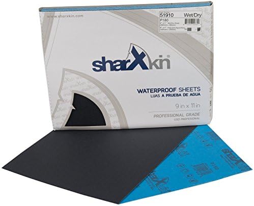 Wet Dry Abrasive Sandpaper Sheets 9” x 11” 50-Count Box with C-Wt Paper Backing and Waterproof Coated in Multiple Grits Ideal for Automotive Car Body Repair and Woodworking (P180 Grit)