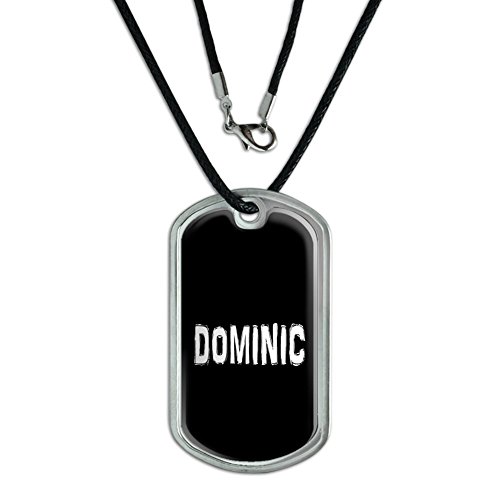 Dominic - Name Military Dog Tag Black Cord Necklace