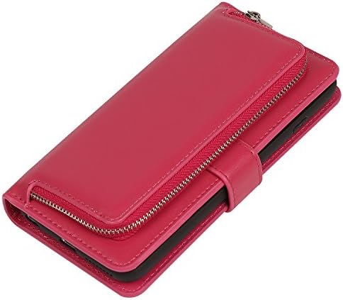iPhone 6 Case, iPhone 6S Wallet Case, SinYong Magnets Detachable Zipper Wallet PU Leather Folio Flip Card Holder Case cover for iPhone 6 6S 4.7 - Rose