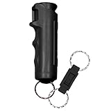 SABRE RED Flip Top Pepper Gel Spray Keychain with Quick Release - Maximum Police Strength, Durable Hard Case, Easier to Use, Finger Grip, 12-Foot (4M) Range, 25 Bursts (5x Other Brands) - Gel is Safer