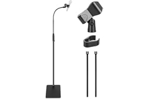 Pyle Microphone Stand- w/ 360° Gooseneck, Height Adjustable 49"–76", Heavy-Duty Steel, Die-Cast Square Base, Anti-Slip Rubber