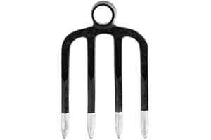 Heavy Duty Forged Eye Hoe Fork for Garden - 4 Tines Digging Spading Fork, Forged High-Carbon Steel (Corrosion-Resistant), Eff