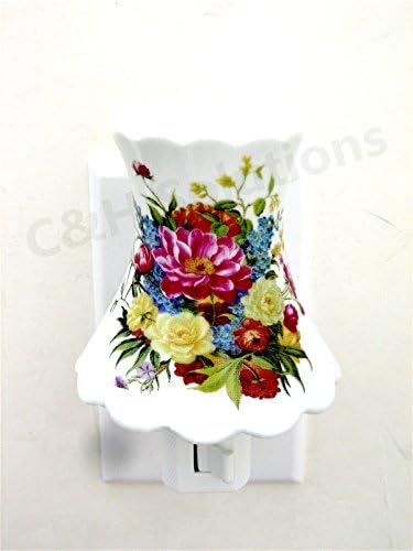 Refinement Elegance Floral Lamp Shade Porcelain Multi Colorful Flower Night Light, Night Lamp, Decorations Night Lights By C&amp;H®