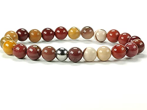 ZILALI Crystal Gemstone Beaded Bracelet, Natural 8mm Stone Bracelet for Women or Men Reiki Chakra Crystal Healing Bracelet for Gift Natural Mookaite