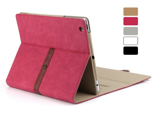 Pink Pu Leather Case Cover with Leather Belt+buckle for Apple the New Ipad 2&3