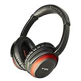 WIZO Active Noise Cancelling Bluetooth Headphones, HiFi Sound, Over-Ear, Wireless Headphones With Microphone-feature, and Lightweight Headset Design, Red&Black
