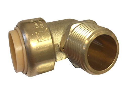 Libra Supply Lead Free 1/2 inch 90 Degree Push-Fit Male Elbow, MIP x Push, (Pack of 5 pcs, click in for more size options), 1/2'', 1/2-inch Brass Pipe Fitting Plumbing Supply