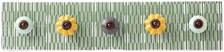 Hallmark Home Decorative Hanger with Ceramic Knobs (5 Hooks, Green)