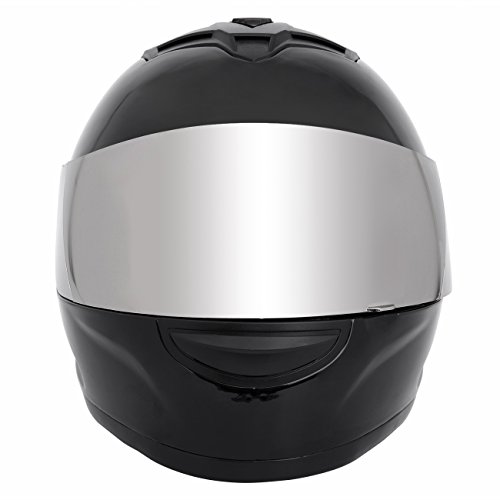 PanelTech DOT Black Mirror Visor Full Face Adult Helmet for Motorcycle Bike (XL)