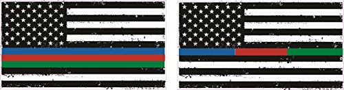 Back The Blue decal - Thin Blue/Red/Green Line flag Police, fire and Military