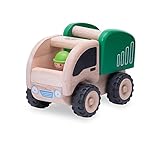 Wonderworld Green Miniature Wooden Dumper Push Toy - Real Rubber Tires +  Bonus Driver Included