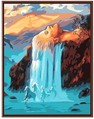 手描きの油絵 数字でペイント壁アート家の装飾抽象画絵画数字によるdiyデジタルキャンバス油絵白髪滝フレームレス40 50センチ ホームルームの装飾用 返品不可 色 Frameless
