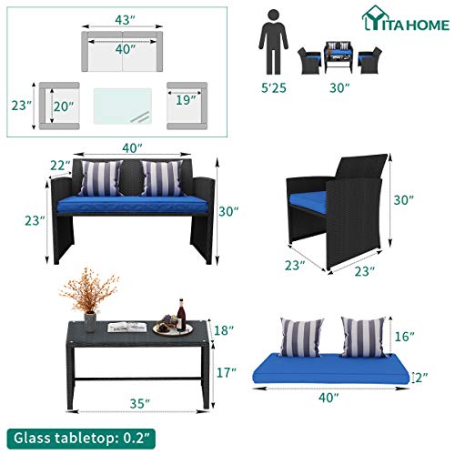 YITAHOME 4 Piece Patio Furniture Sets, Outdoor AllWeather Sectional