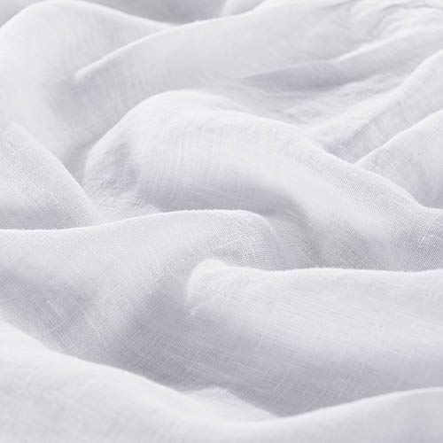 meadow park Washed French Linen Bed Skirt, Dust Ruffle, King Size, Super Soft, Ruffle Style, White Color - Thumbnail 3