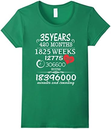 Womens 35th Wedding Anniversary T-Shirt - 35 Years Vintage Gift XL Kelly Green